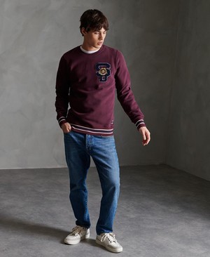 Superdry Varsity Chenielle Férfi Pulóver Bordó | MCNIJ4765